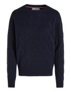 Tommy Hilfiger Soft Wool Cable C-Nk Ls Swt Marinblå