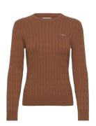 GANT Stretch Cotton Cable C-Neck Brun