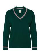 GANT Superfine Lambswool Cont V-Neck Grön