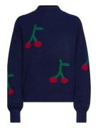 Bobo Choses Cherry Printed Turtle Neck Jumper Marinblå