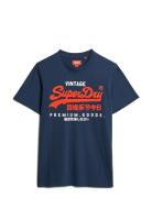 Superdry Duo Vintage Logo T Shirt Marinblå