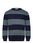 Mango Knit Striped Sweater Marinblå