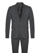 Lindbergh Plain Mens Suit - Normal Lenght Grå