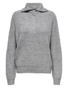 ONLY Onlbaker L/S Zip Pullover Knt Noos Grå