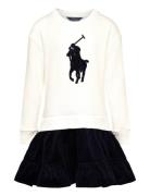 Ralph Lauren Kids Big Pony Corduroy-Skirt Fleece Dress Marinblå