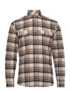 Lindbergh Checked Brushed Shirt L/S Beige