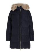 Tommy Hilfiger Mw Down Reg Coat With Fur Marinblå