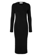 Selected Femme Slfcaro Ls Rib Knit Long Dress Svart