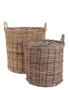 House Nordic Ria - Baskets, Kubu Rattan, Natural Set Of 2 Brun