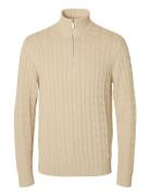 Selected Homme Slhryan Structure Half Zip Beige