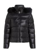 Tommy Hilfiger Gloss Down Tyra Jkt With Fur Svart