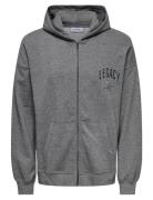 ONLY & SONS Onslegacy Sweat Zip Vtg Hoodie Grå