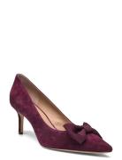 Lauren Ralph Lauren Lanette Bow-Trim Suede Pump Burgundy