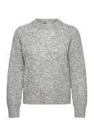 Selected Femme Slfrena Ls Knit O-Neck Camp Grå