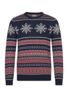 Jack & J S Jjxmas Snowball Knit Crew Neck Marinblå