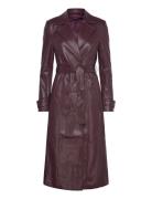 Bardot Vegan Leather Trench Coat Burgundy