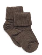 Mp Denmark Wool Rib Baby Socks Brun