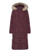 Lauren Ralph Lauren Faux-Fur-Trim Hooded Down Coat Burgundy