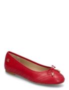 Lauren Ralph Lauren Jayna Stitched Leather Flat Röd