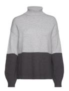 Vila Viril Blocking Roll-Nk L/S Knit Top-Noos Grå