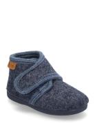 En Fant Slippers Wool Velcro Blå