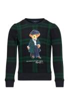 Ralph Lauren Kids Plaid Polo Bear Fleece Sweatshirt Marinblå