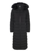 Lauren Ralph Lauren Faux-Fur-Trim Quilted Hooded Coat Svart