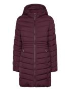 Lauren Ralph Lauren Chevron-Quilted Hooded Jacket Burgundy