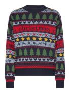 Vero Moda Vmhappy Frostlight Ls O-Neck Pull. Xmas Marinblå