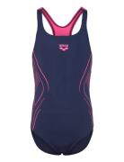 Arena G Reflecting Swimsuit Swim Pro Back Black-Water Marinblå