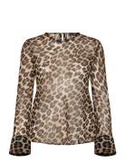 Mango Leopard Print Blouse Brun