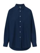 STUDIO FEDER Josie Shirt - Poplin Marinblå