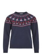 Vila Visanta L/S Christmas Knit/Ka Marinblå