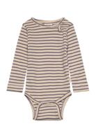 Petit Piao Body L/S Modal Striped Beige