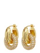 LUV AJ The Pave Interlock Hoops-Gold Guld