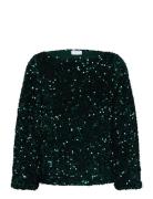 Vila Vifaith Boat Neck L/S Sequin Top/Vol Grön