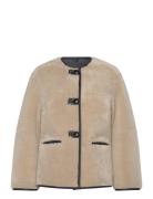 Mango Fur-Effect Coat With Appliqués Beige