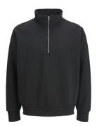 Jack & J S Jjeurban Edge Sweat Half Zip Stydaw24 Ln Svart