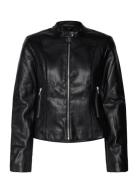 Mango Zipped Biker Jacket Svart