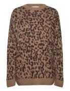 Mango Leopard-Print Sweater With Contrasting Trims Brun