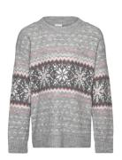 Lindex Sweater Winter Fair Isle Grå