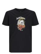 Jack & J S Jorseven Skull Tee Ss Crew Neck Sn Jnr Svart