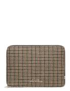 Les Deux Houndsthooth Wool Laptop Sleeve Brun