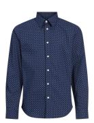 Jack & J S Jjaxel Print Shirt Ls Jnr Blå