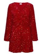 Vila Vibarina Wide Sleeve Glitter Dress Röd