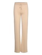 Davida Cashmere Fine Knit Flared Pants Beige