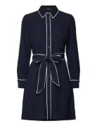 Lauren Ralph Lauren Two-T Belted Georgette Shirtdress Marinblå