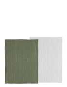 Södahl Viskestykke 50X70 Line 2 Stk. Olive/White Multi/patterned