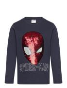 Lindex Top Ls Spiderman Sequins Marinblå