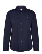 Tommy Hilfiger Cotton Stretch Regular Ls Shirt Marinblå